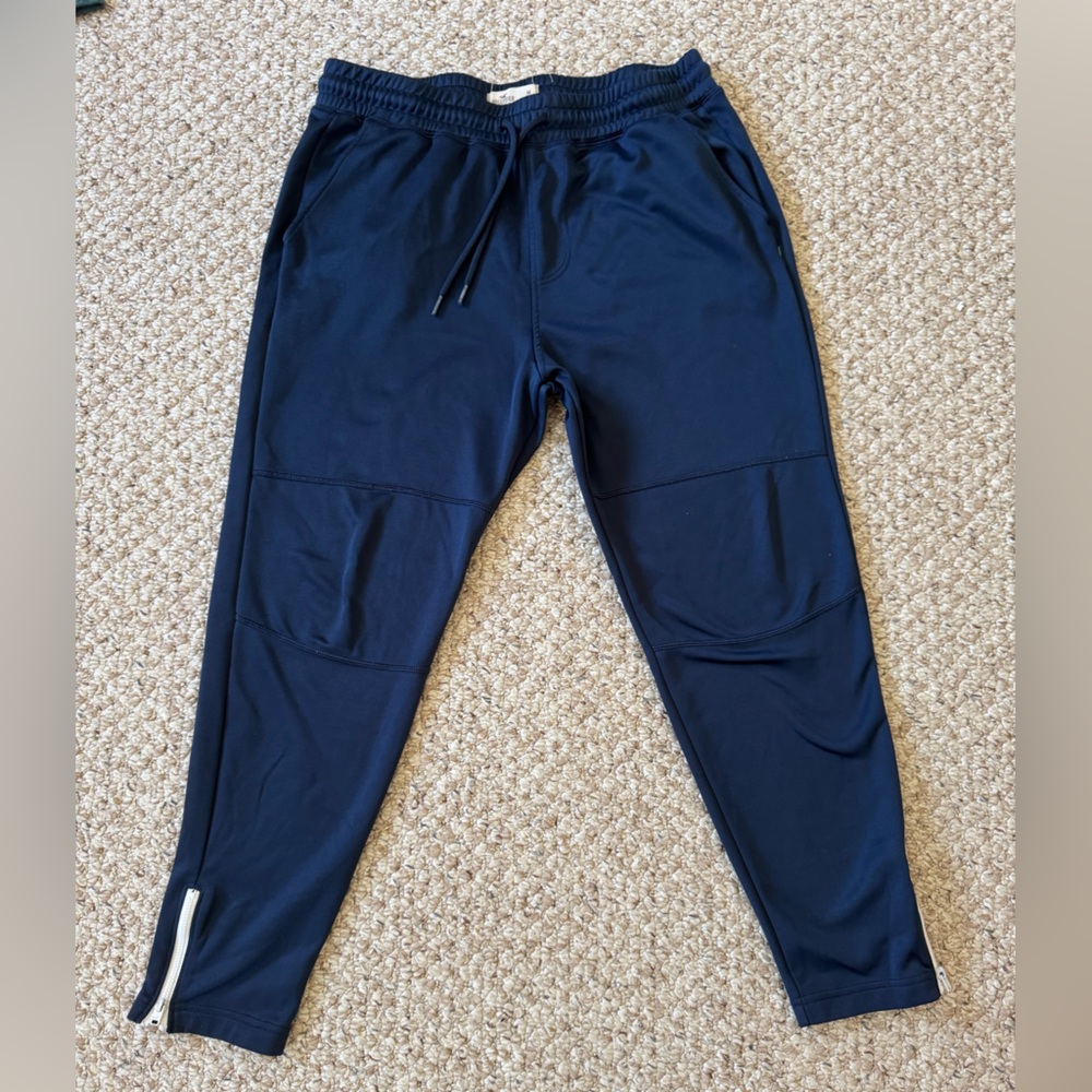 Hollister Dark Blue athletic pants zippers on bottom drawstring SZ Med